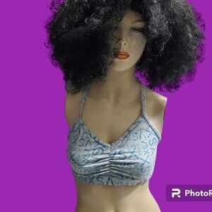 Victoria's Secret VSX all over made sexy sexy sports bra in dark blue and light